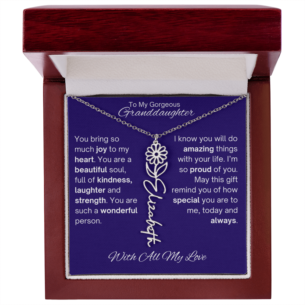Granddaughter Birth Flower Name Necklace