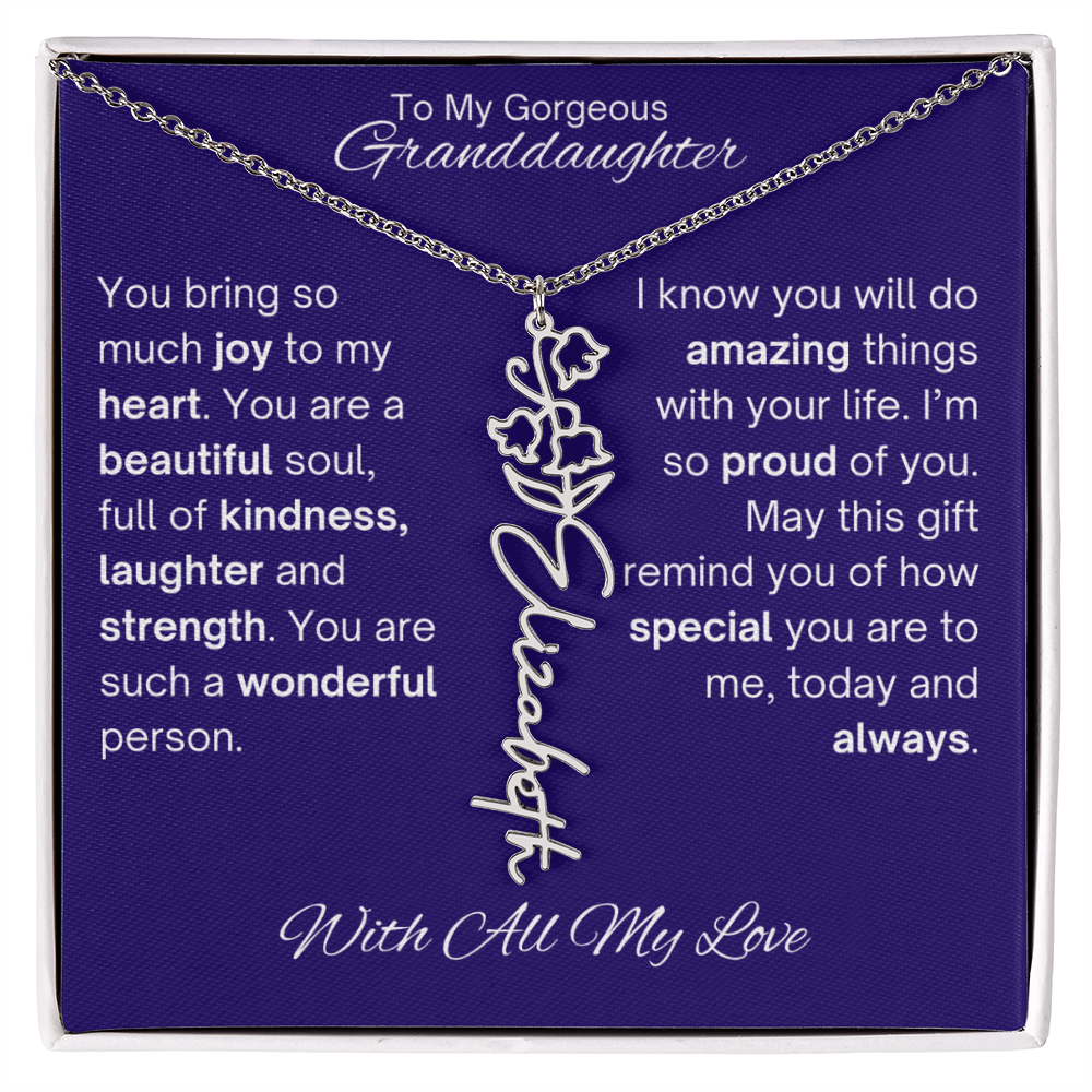 Granddaughter Birth Flower Name Necklace