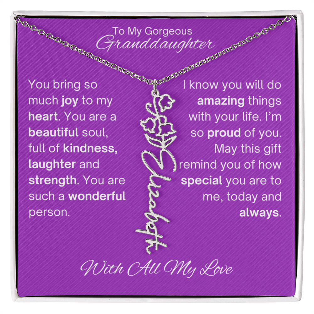 Personalized Granddaughter Birth Flower Name Necklace
