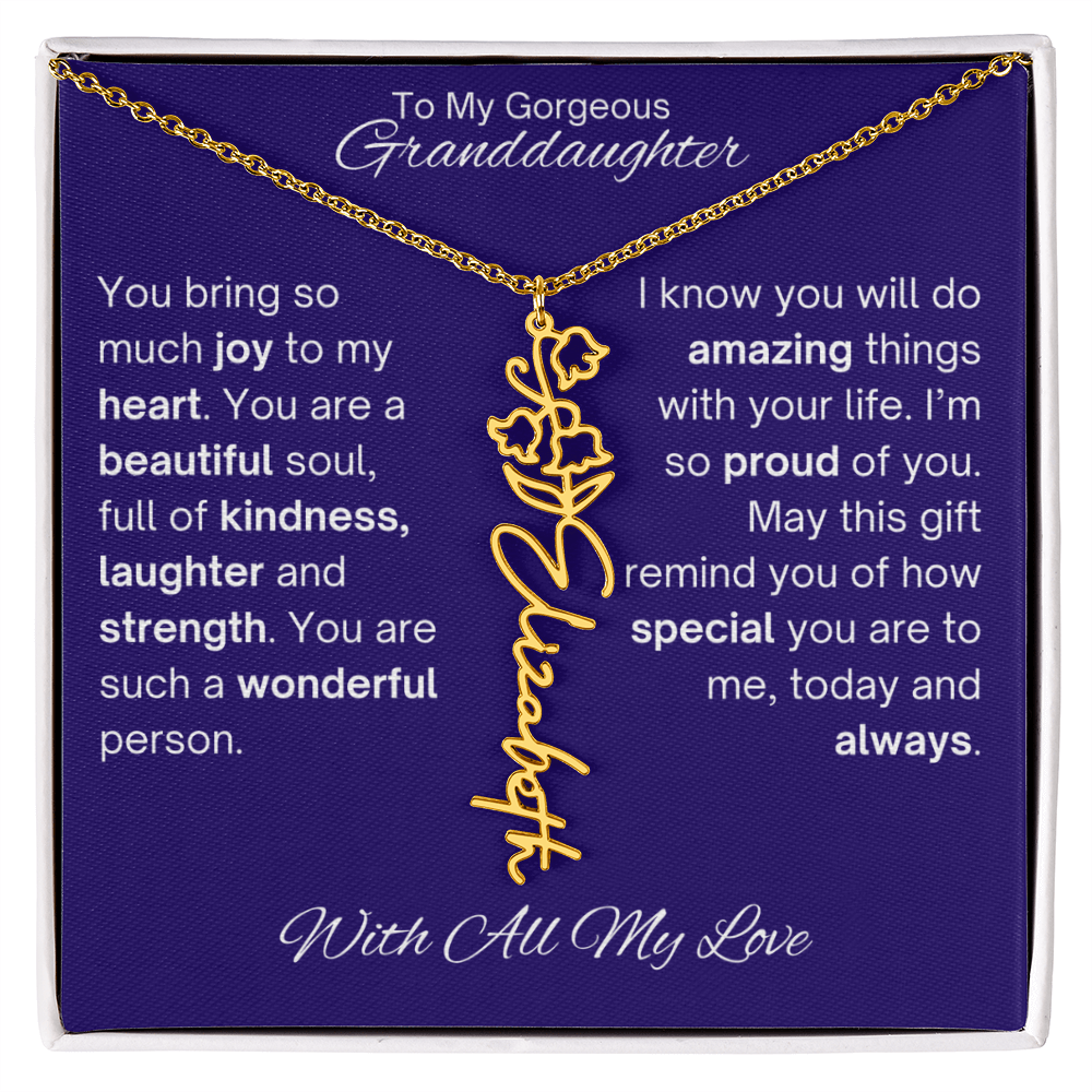 Granddaughter Birth Flower Name Necklace