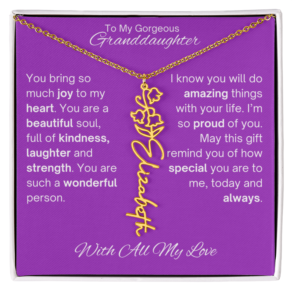 Personalized Granddaughter Birth Flower Name Necklace