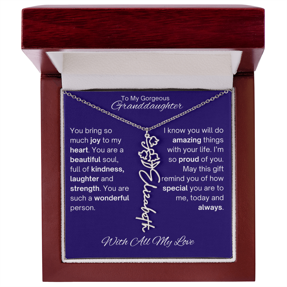 Granddaughter Birth Flower Name Necklace