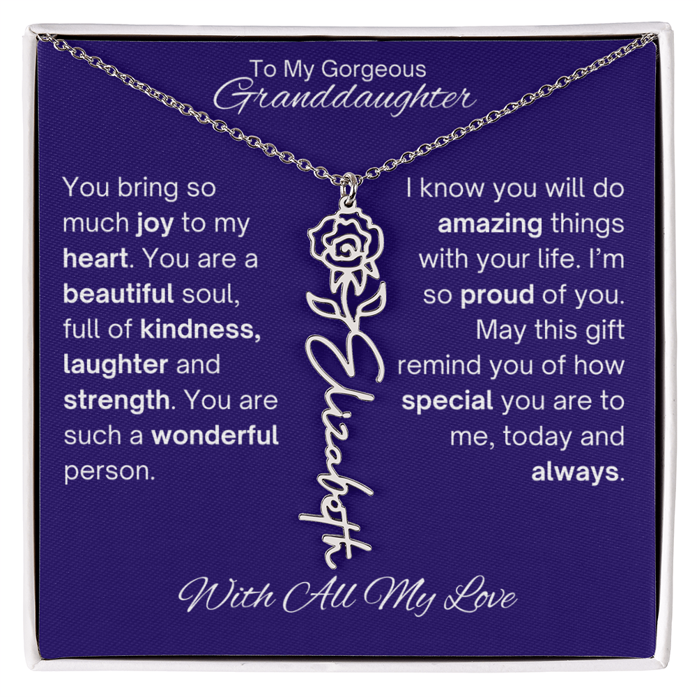 Granddaughter Birth Flower Name Necklace