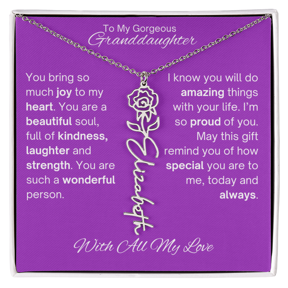 Personalized Granddaughter Birth Flower Name Necklace