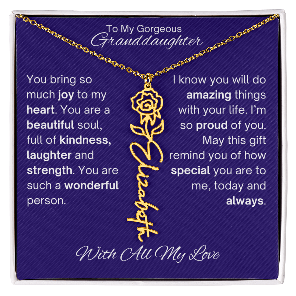 Granddaughter Birth Flower Name Necklace