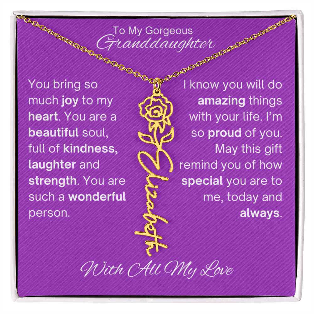 Personalized Granddaughter Birth Flower Name Necklace