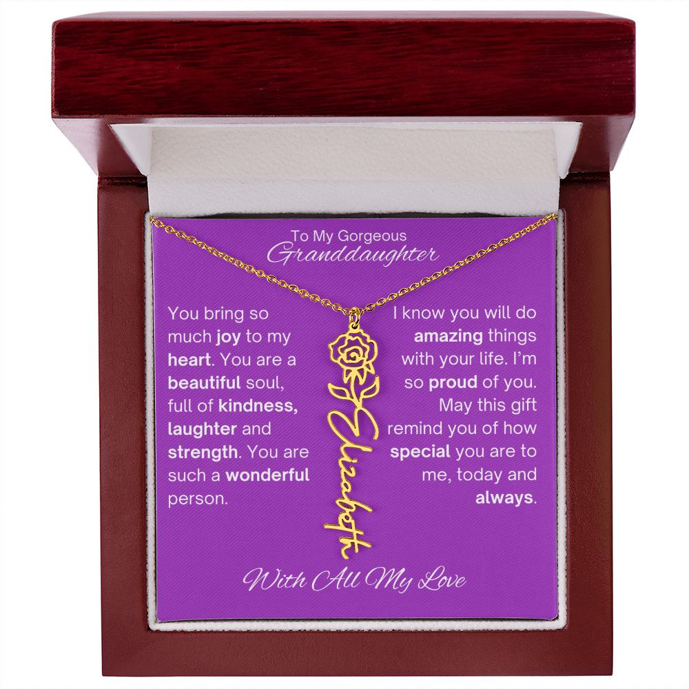 Personalized Granddaughter Birth Flower Name Necklace