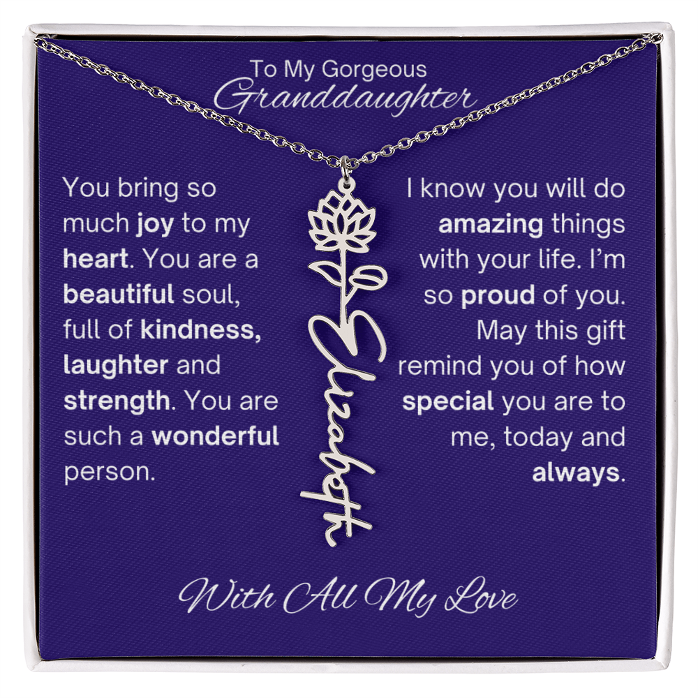 Granddaughter Birth Flower Name Necklace