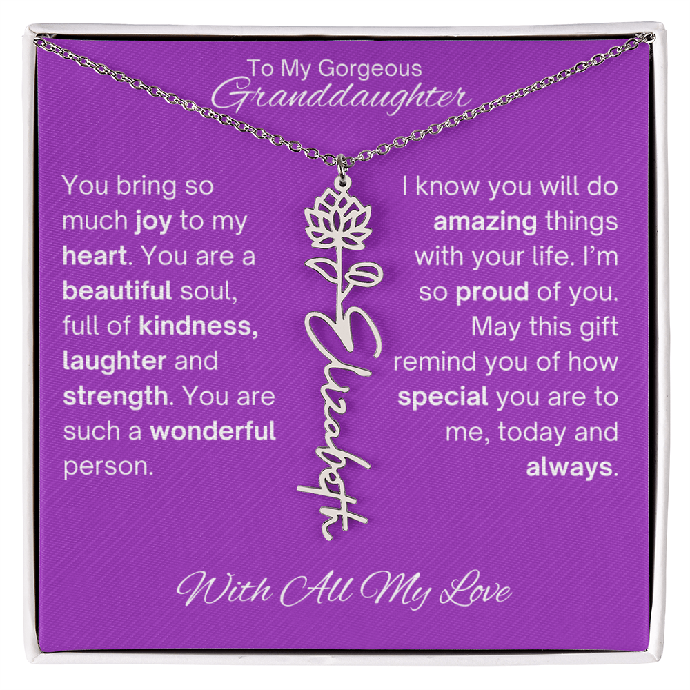 Personalized Granddaughter Birth Flower Name Necklace