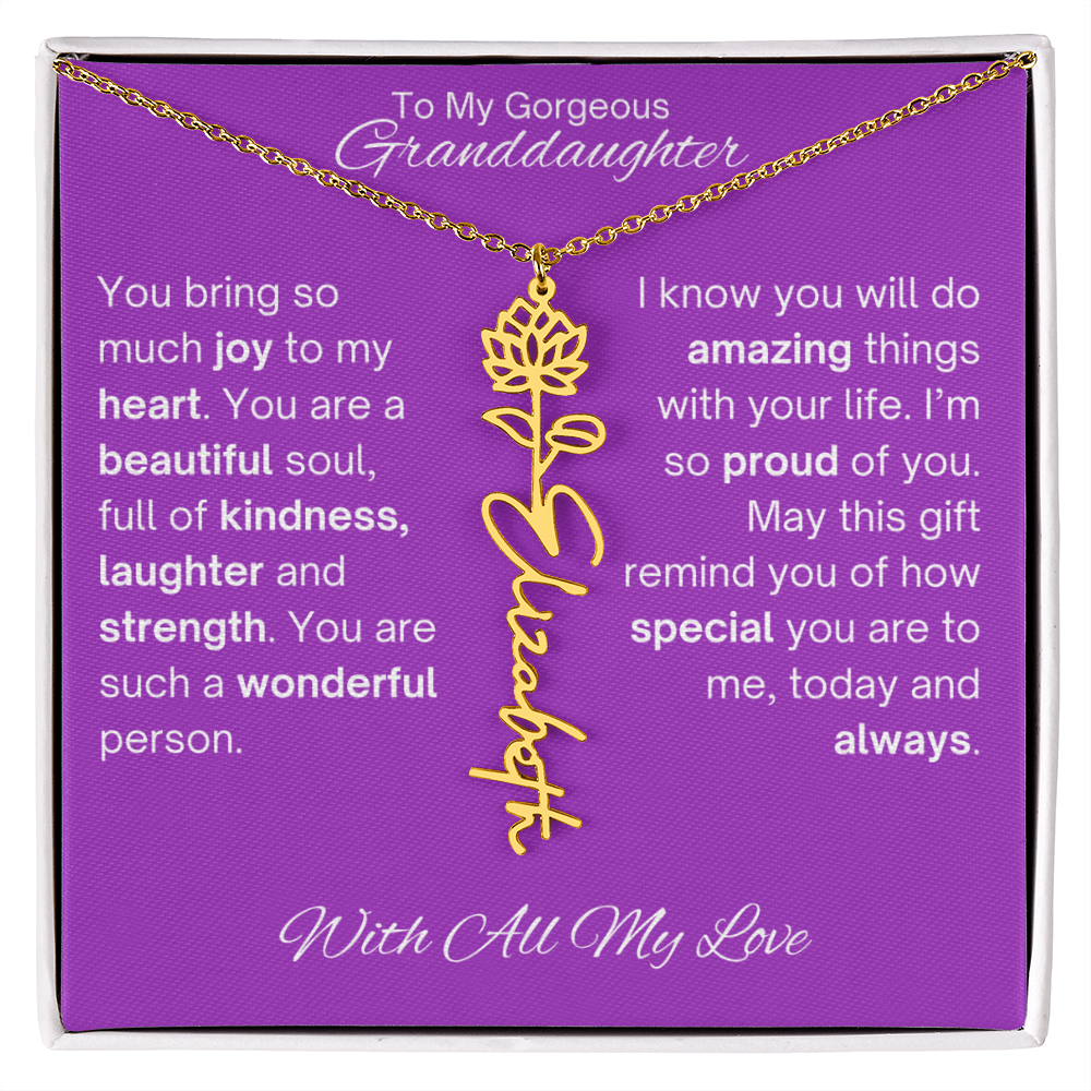 Personalized Granddaughter Birth Flower Name Necklace