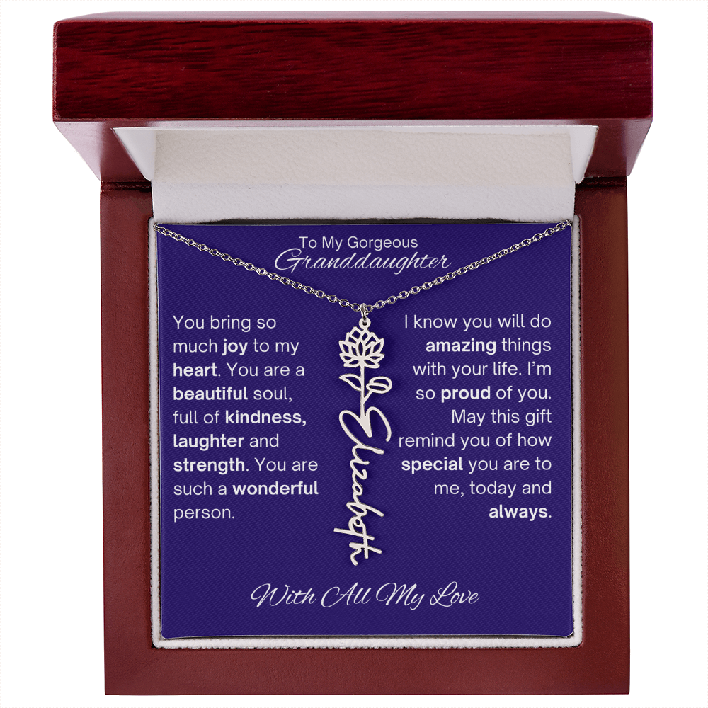 Granddaughter Birth Flower Name Necklace