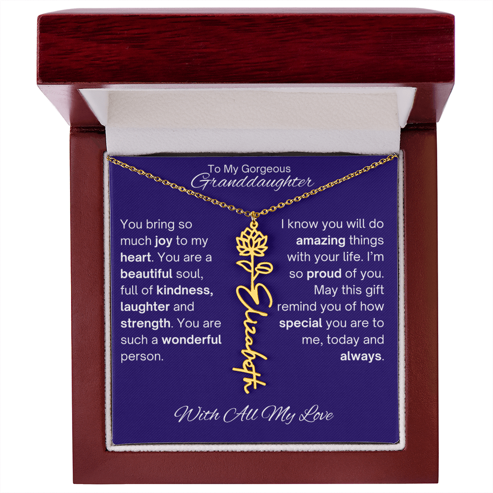 Granddaughter Birth Flower Name Necklace