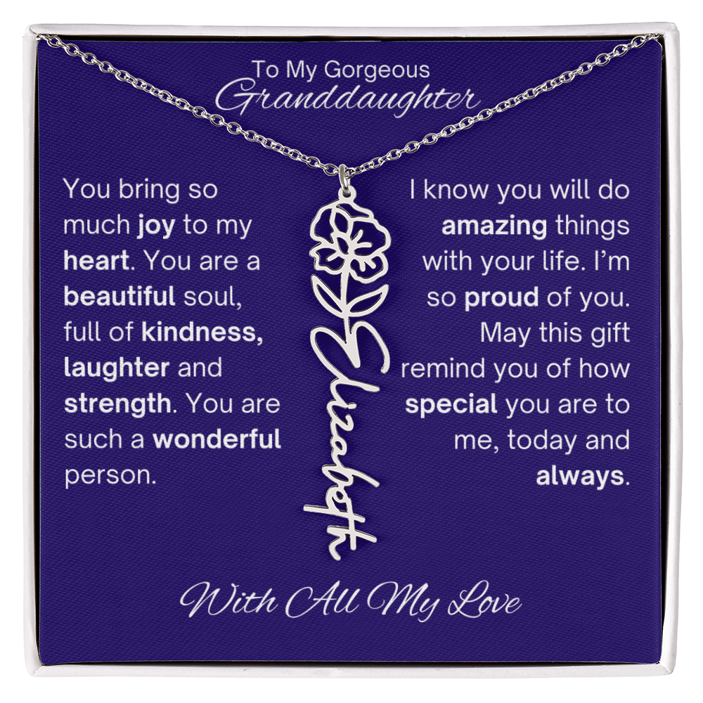 Granddaughter Birth Flower Name Necklace