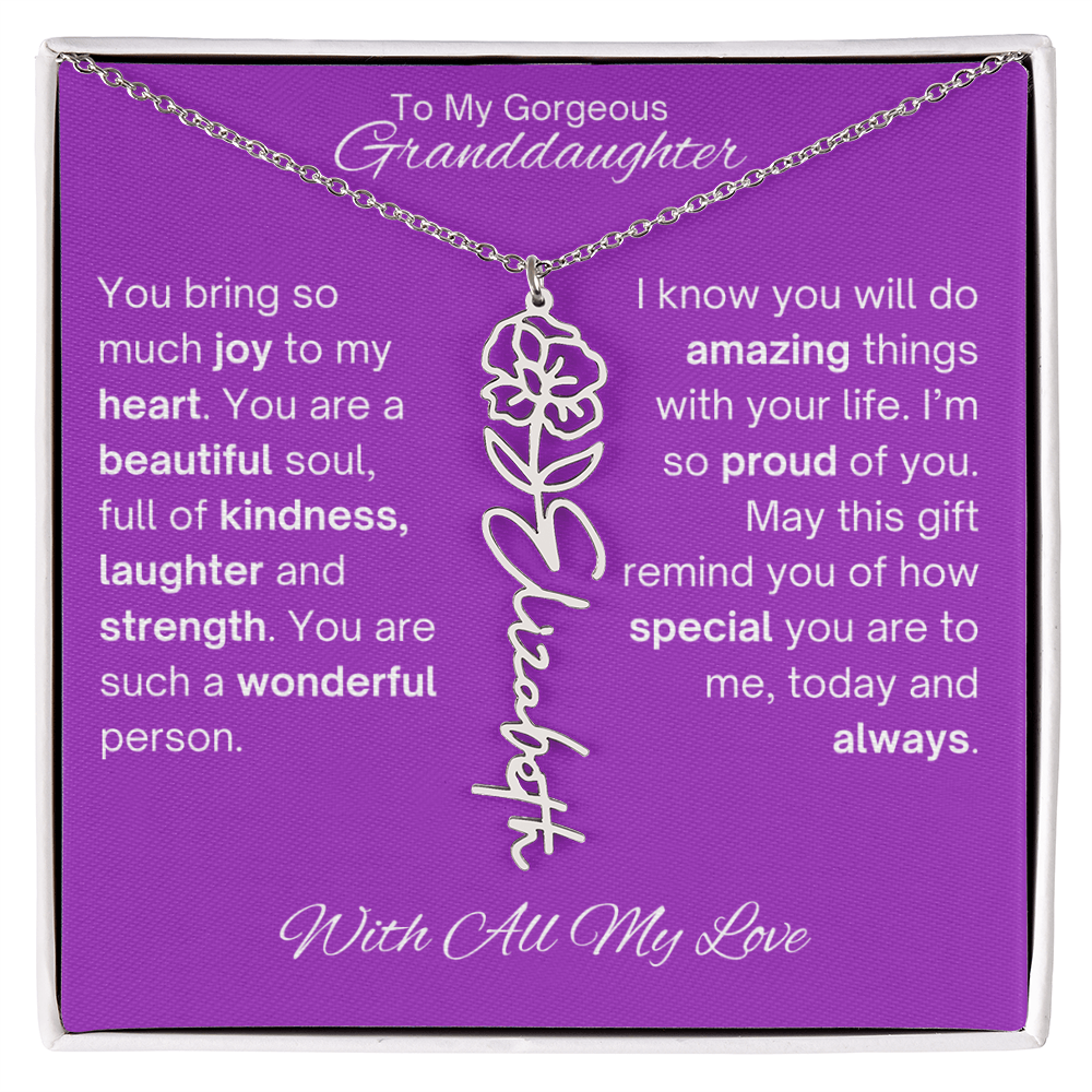 Personalized Granddaughter Birth Flower Name Necklace