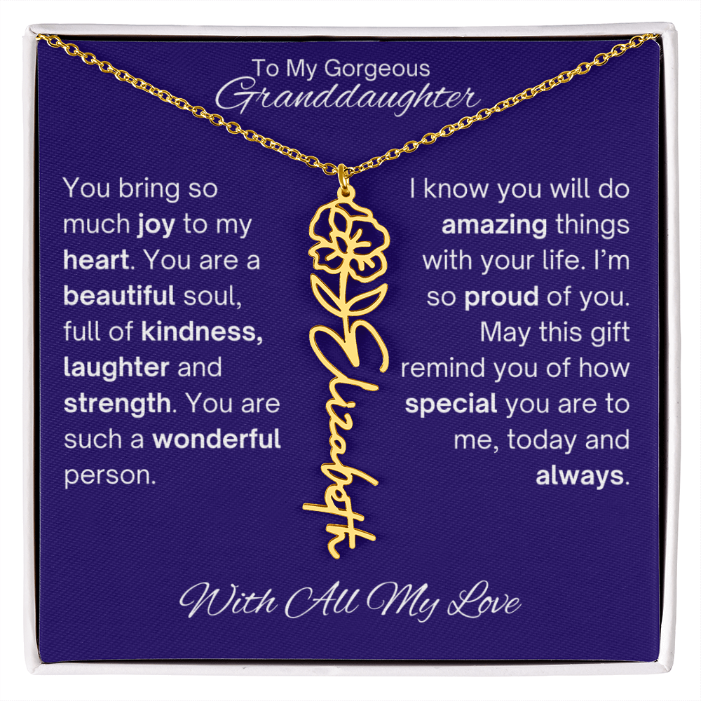 Granddaughter Birth Flower Name Necklace