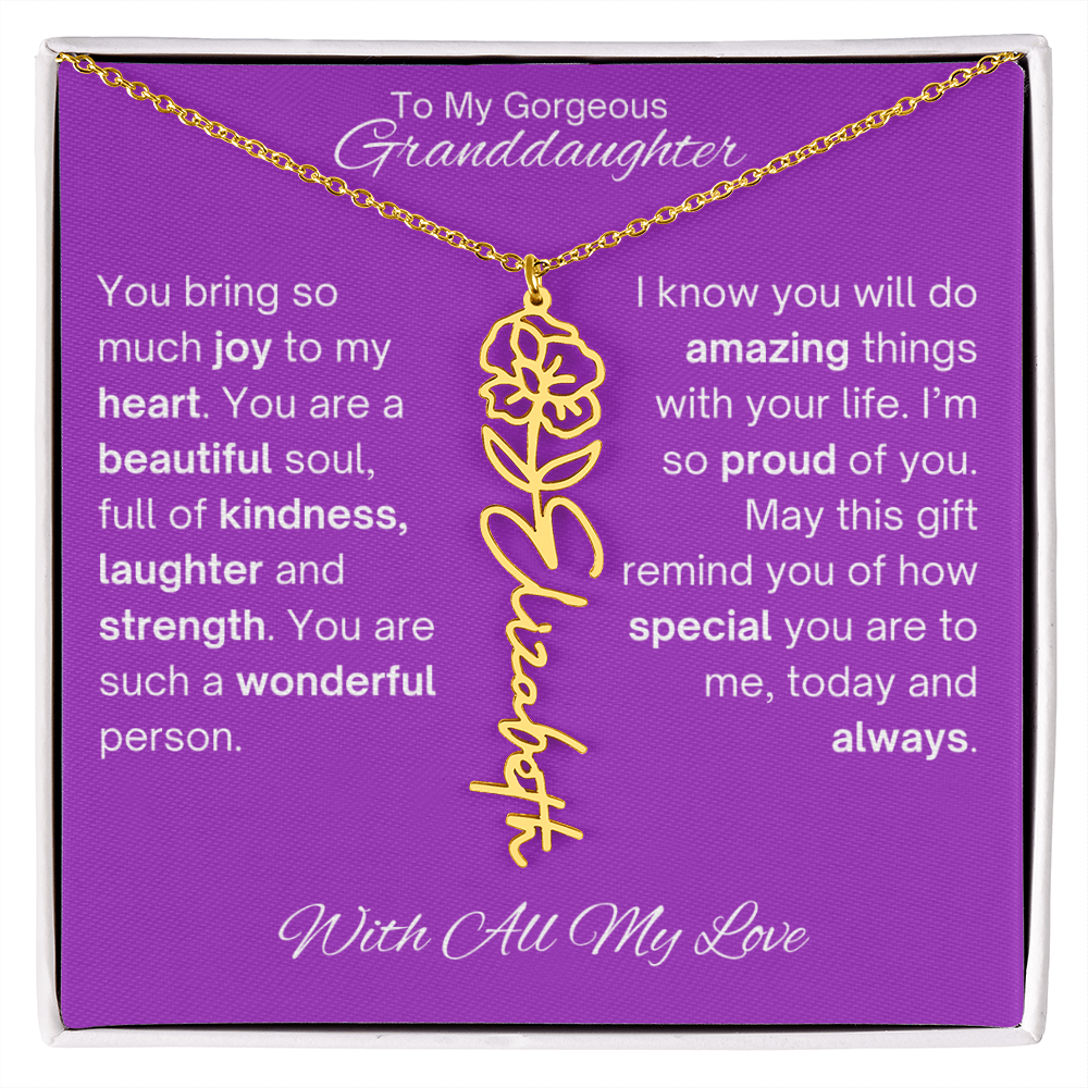 Personalized Granddaughter Birth Flower Name Necklace