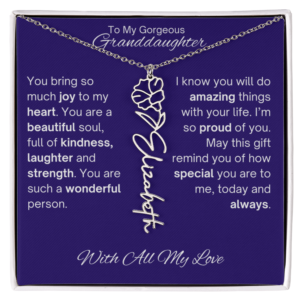 Granddaughter Birth Flower Name Necklace