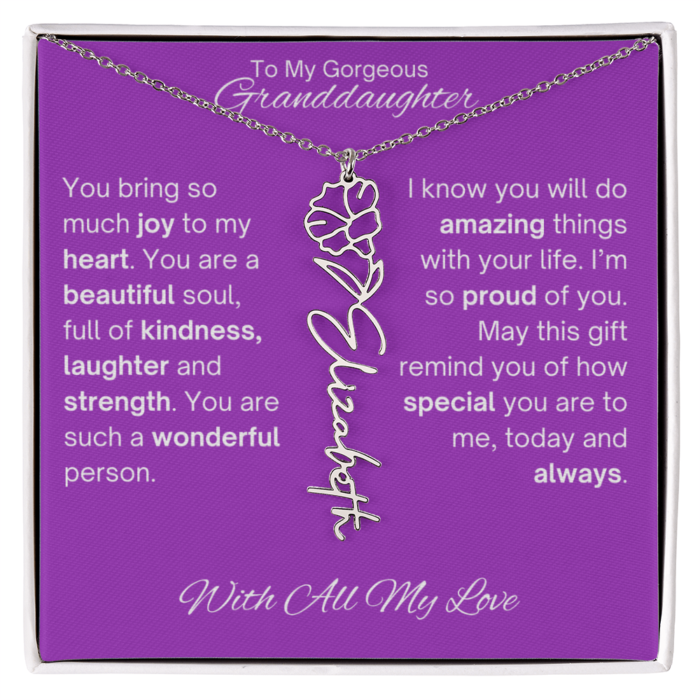 Personalized Granddaughter Birth Flower Name Necklace
