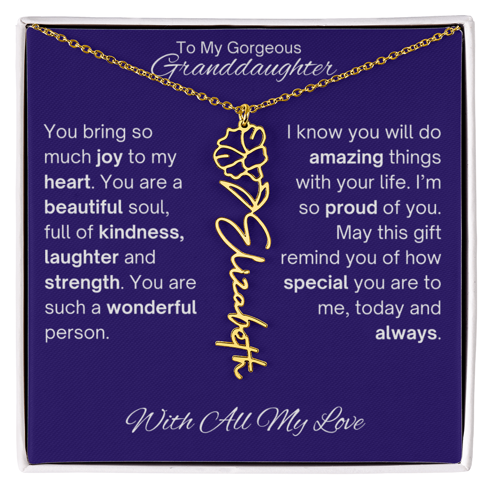 Granddaughter Birth Flower Name Necklace