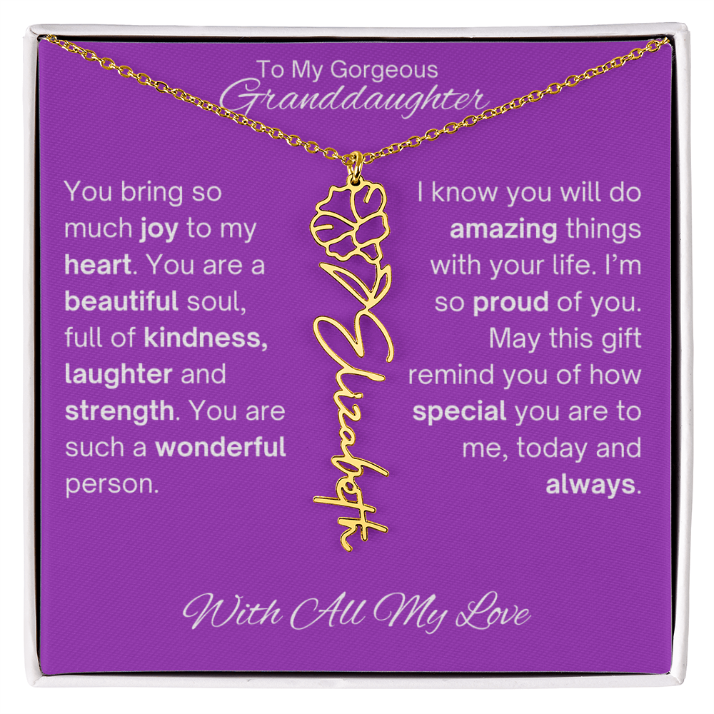 Personalized Granddaughter Birth Flower Name Necklace