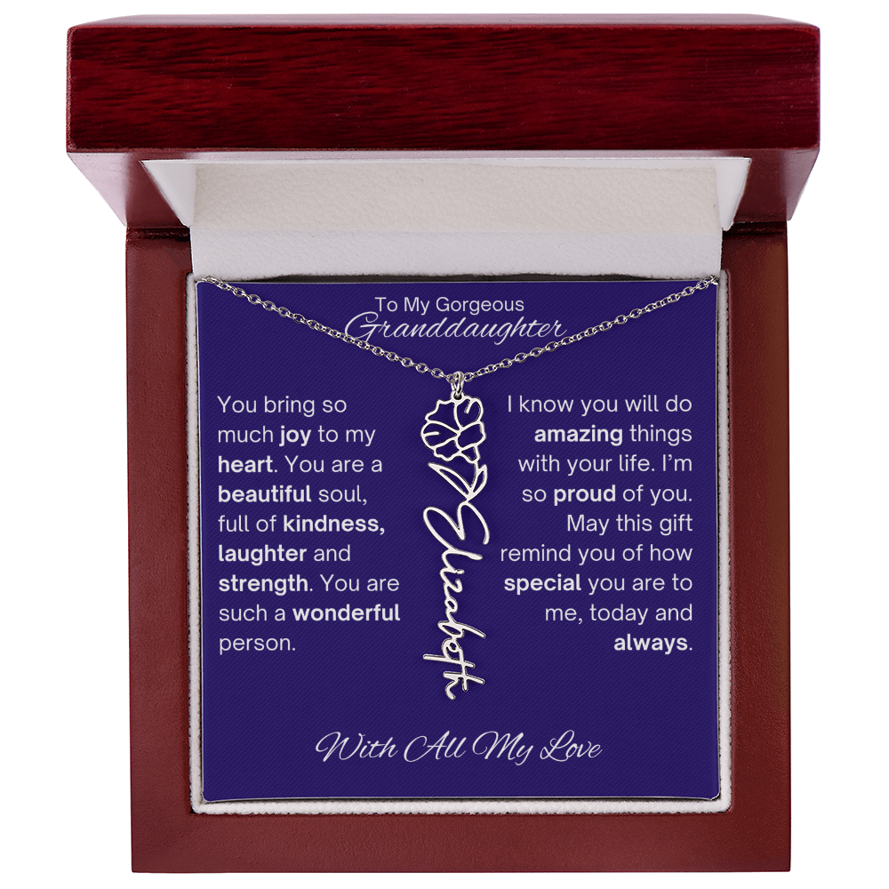 Granddaughter Birth Flower Name Necklace
