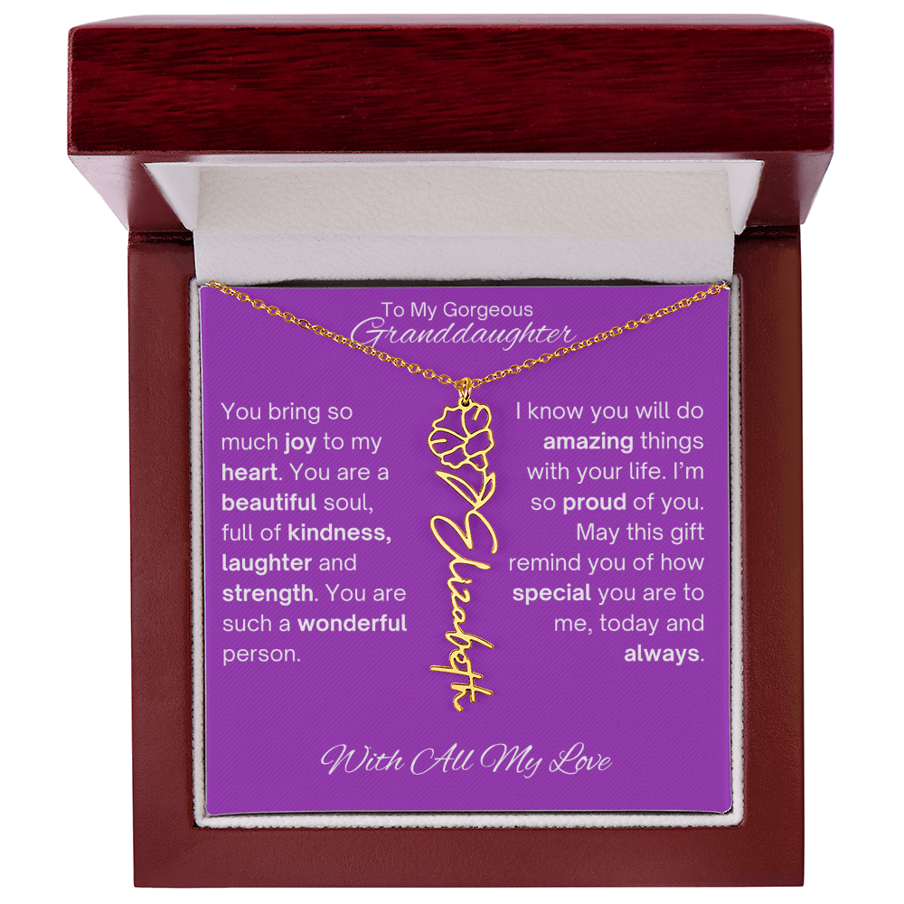 Personalized Granddaughter Birth Flower Name Necklace
