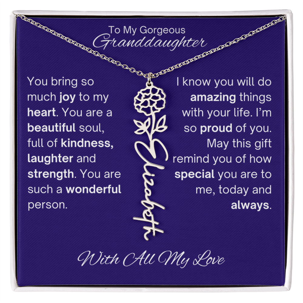 Granddaughter Birth Flower Name Necklace