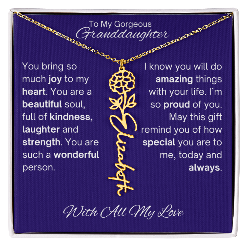 Granddaughter Birth Flower Name Necklace