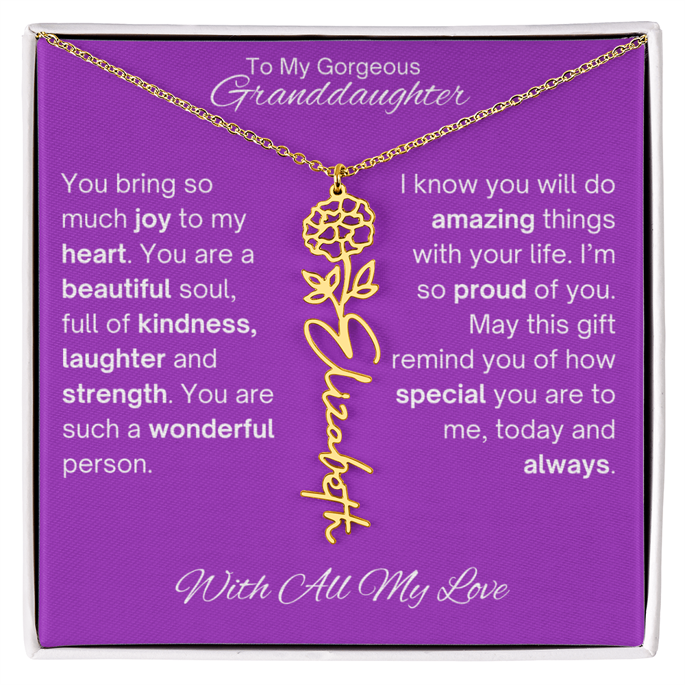 Personalized Granddaughter Birth Flower Name Necklace