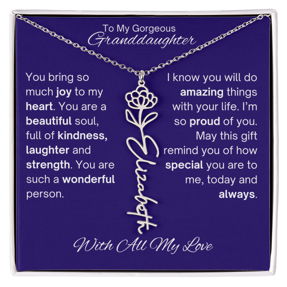 Granddaughter Birth Flower Name Necklace
