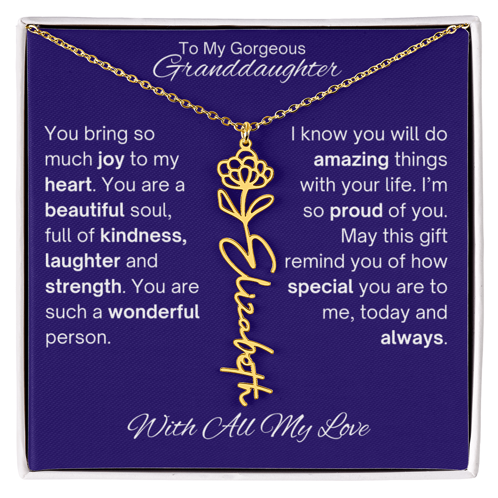 Granddaughter Birth Flower Name Necklace