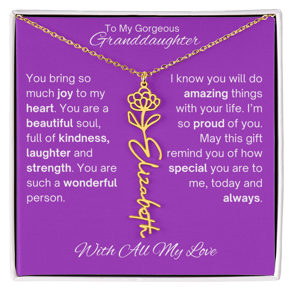 Personalized Granddaughter Birth Flower Name Necklace