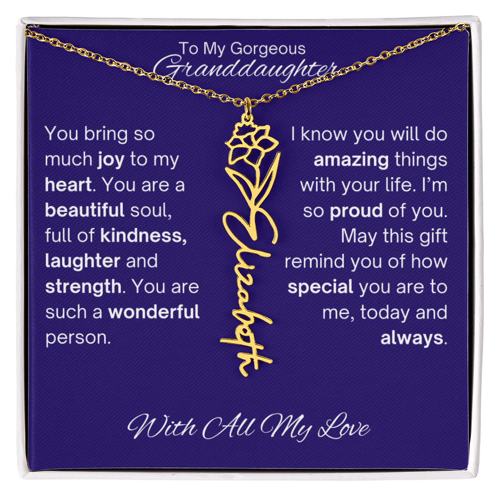 Granddaughter Birth Flower Name Necklace