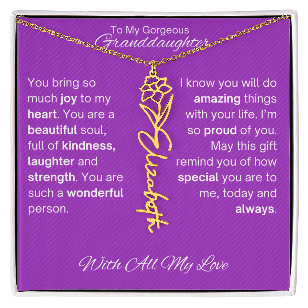 Personalized Granddaughter Birth Flower Name Necklace