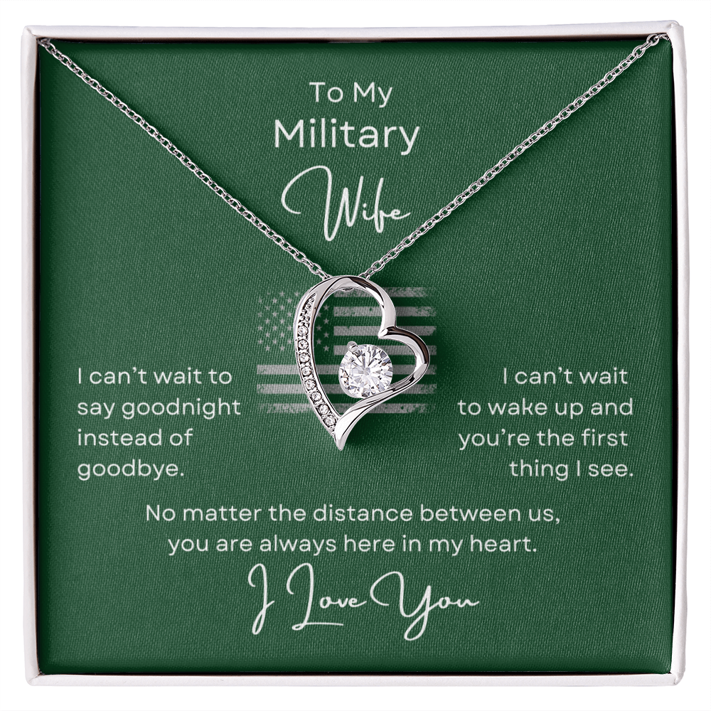 Military Wife Forever Love Heart Necklace