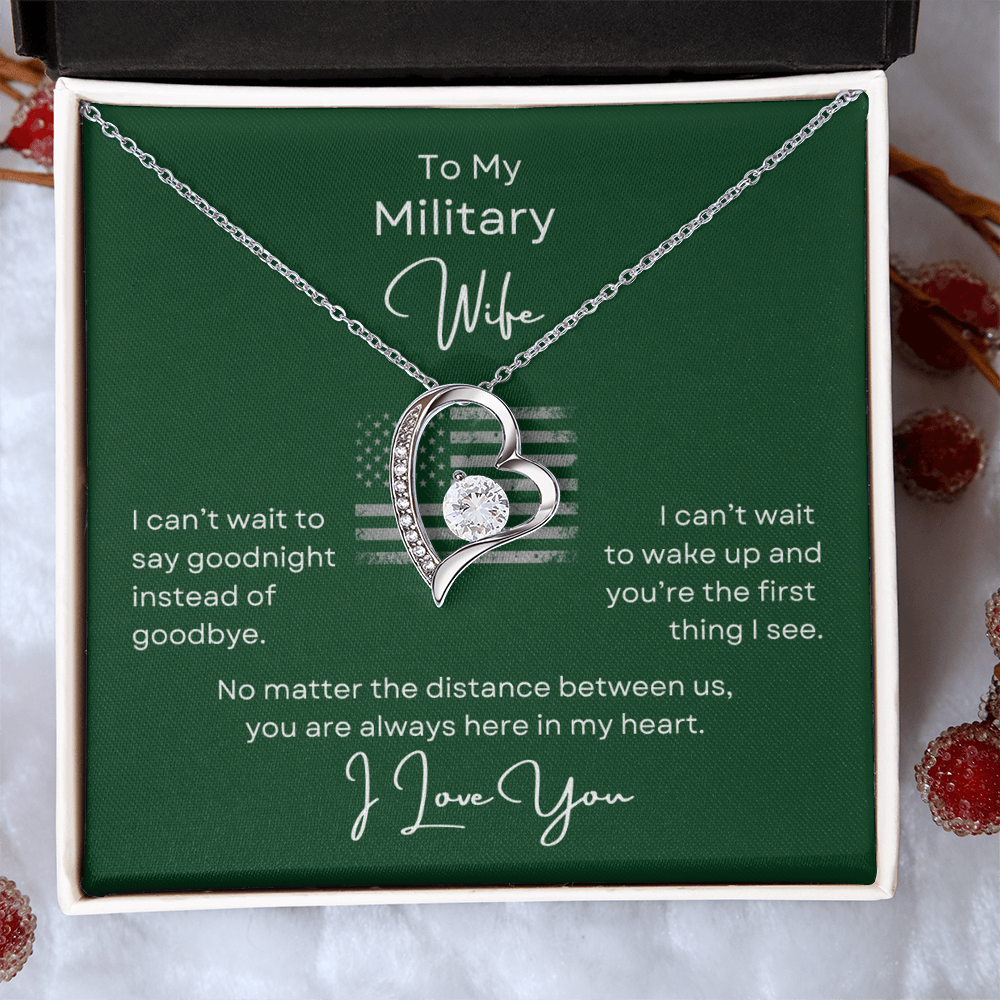 Military Wife Forever Love Heart Necklace