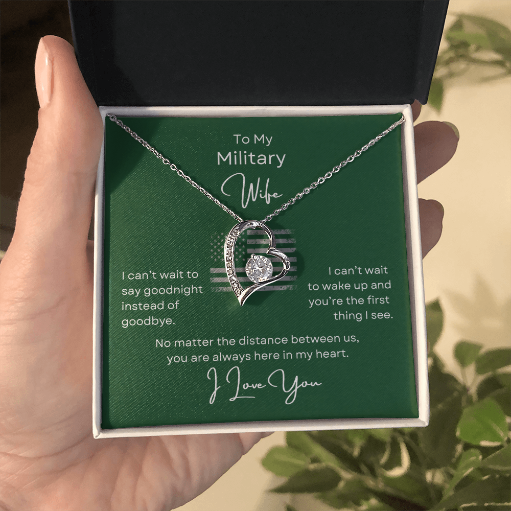 Military Wife Forever Love Heart Necklace