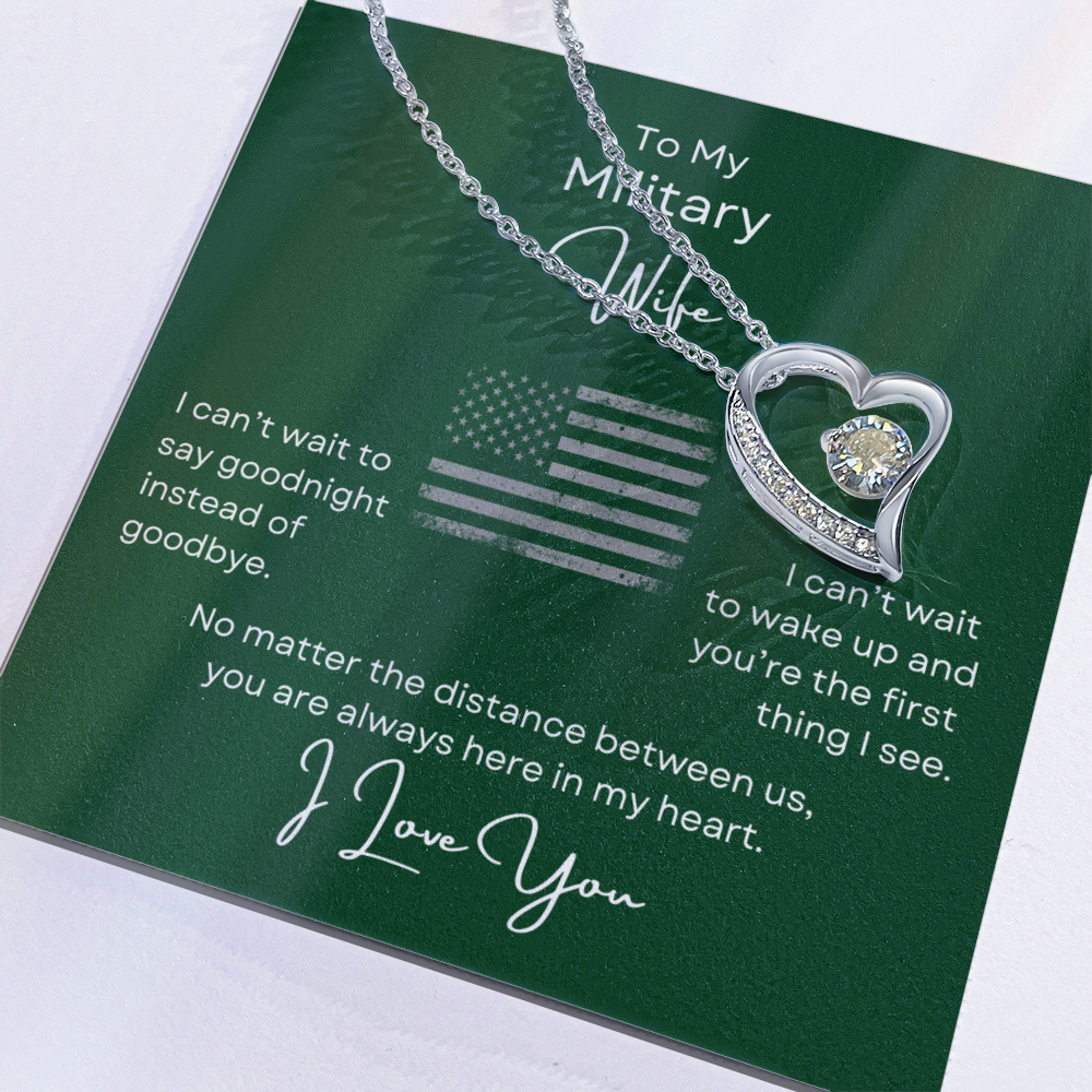Military Wife Forever Love Heart Necklace