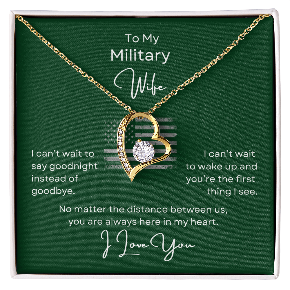 Military Wife Forever Love Heart Necklace