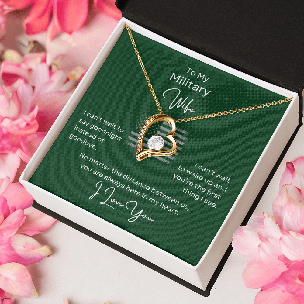 Military Wife Forever Love Heart Necklace