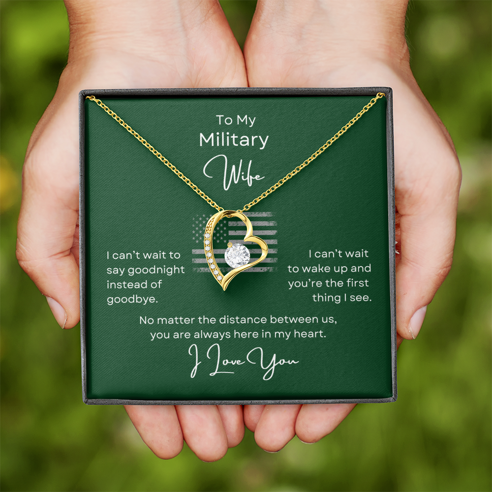 Military Wife Forever Love Heart Necklace