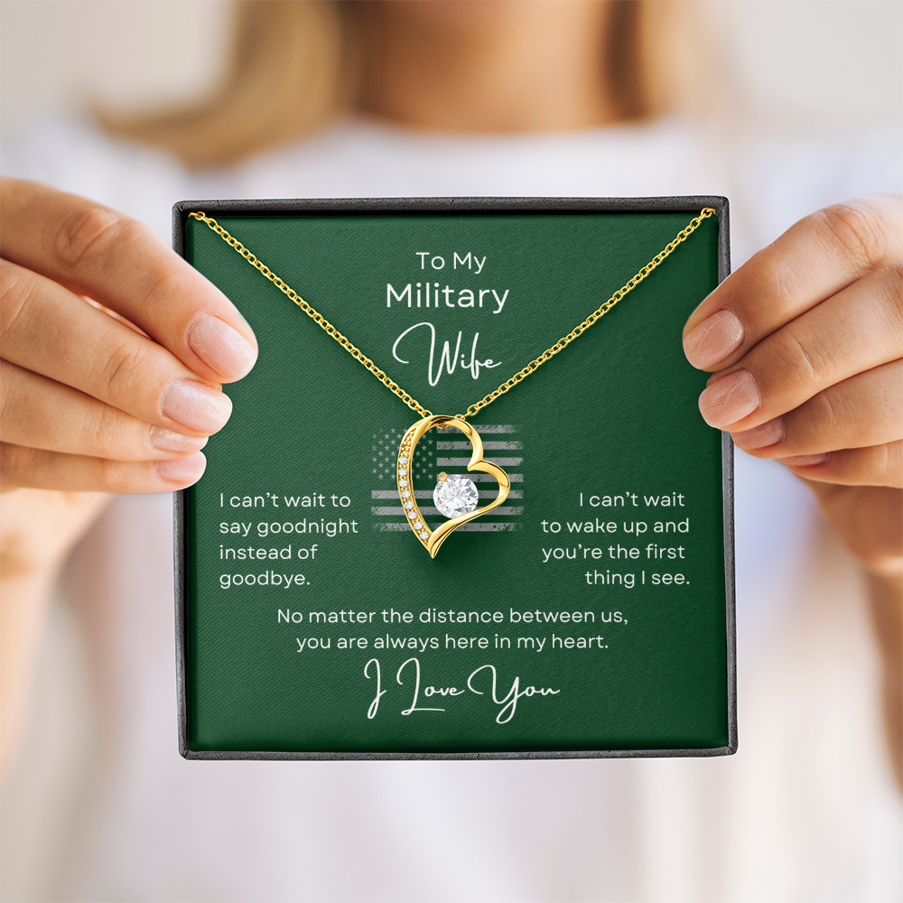 Military Wife Forever Love Heart Necklace