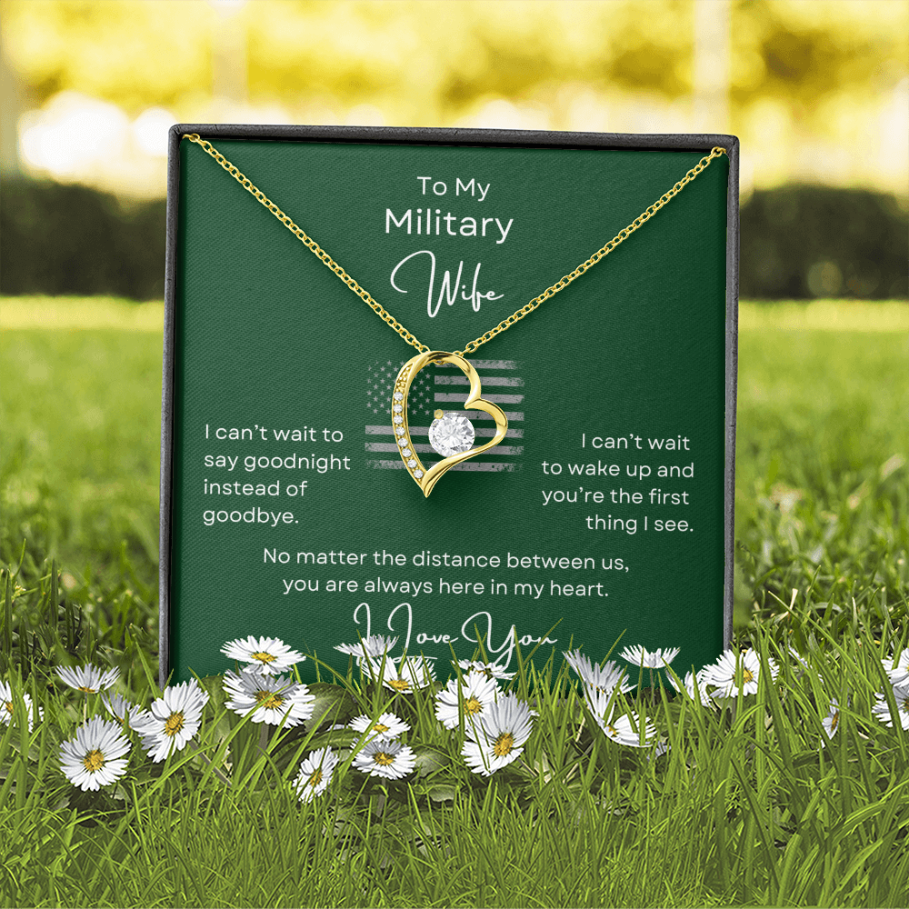 Military Wife Forever Love Heart Necklace