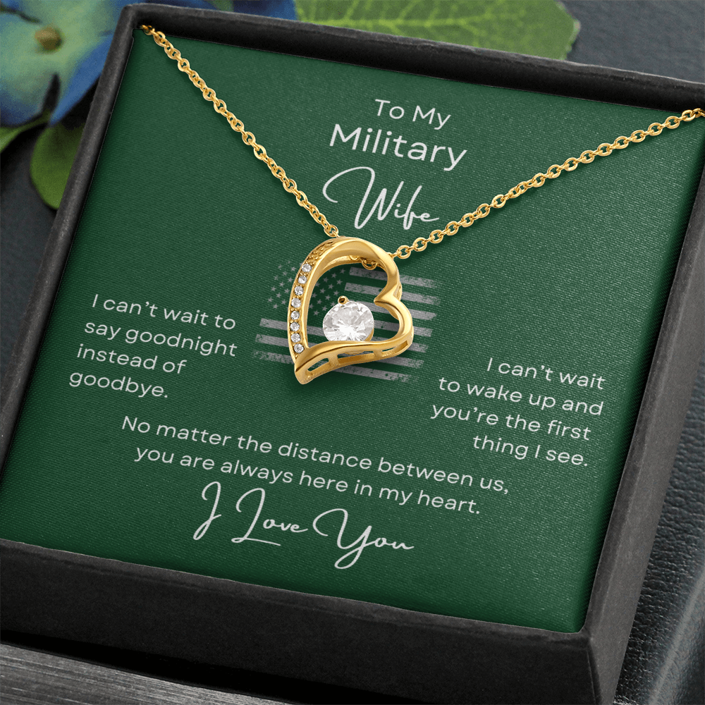 Military Wife Forever Love Heart Necklace