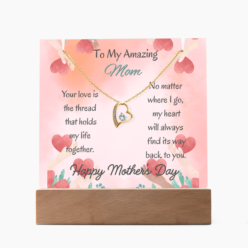 To My Amazing Mom Forever Love Necklace Acrylic Plaque Gift for Mom