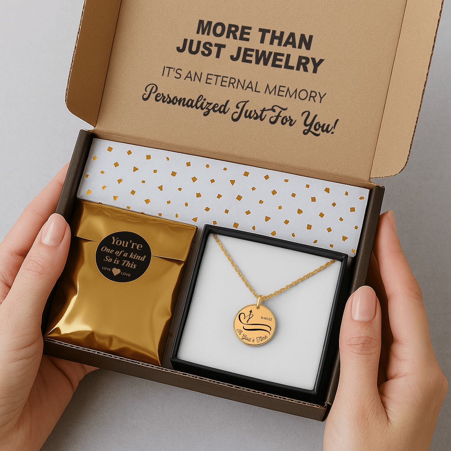 Isaiah 60:22 In God's Time Gold-Plated Coin Christian Pendant, Inspirational Bible Verse Jewelry for Women, Faith Gift, Religious Keepsake