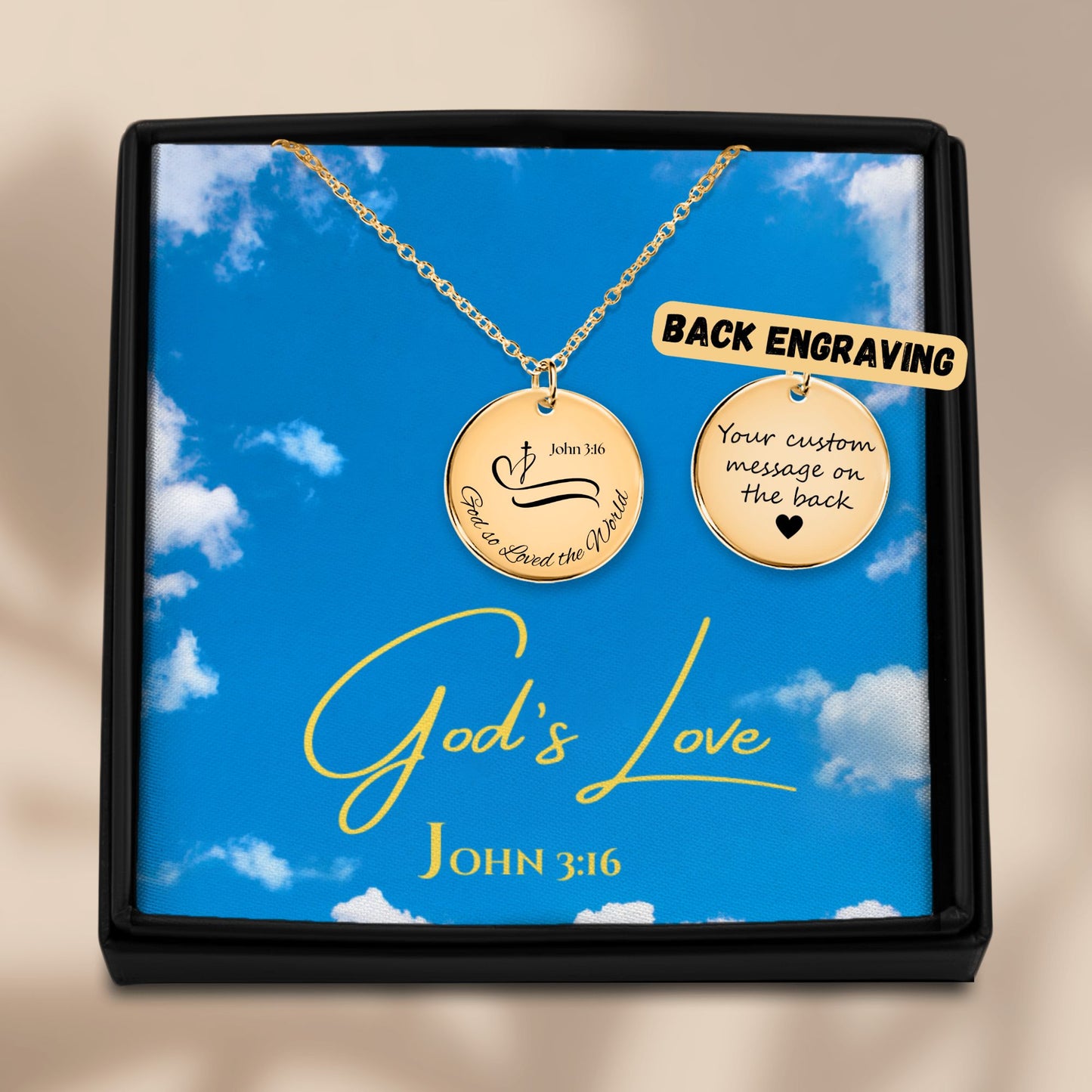 “God’s Love” Necklace – John 3:16 Christian Pendant, Bible Verse Jewelry Gift for Women, Faith inspired Religious Keepsake