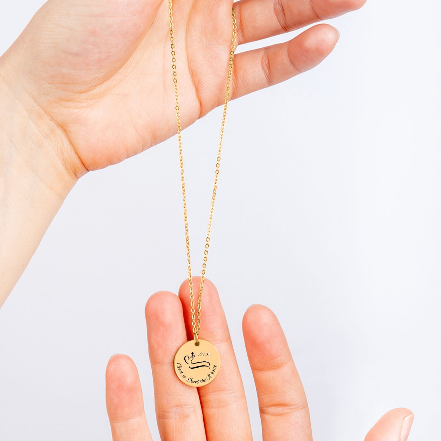 “God’s Love” Necklace – John 3:16 Christian Pendant, Bible Verse Jewelry Gift for Women, Faith inspired Religious Keepsake