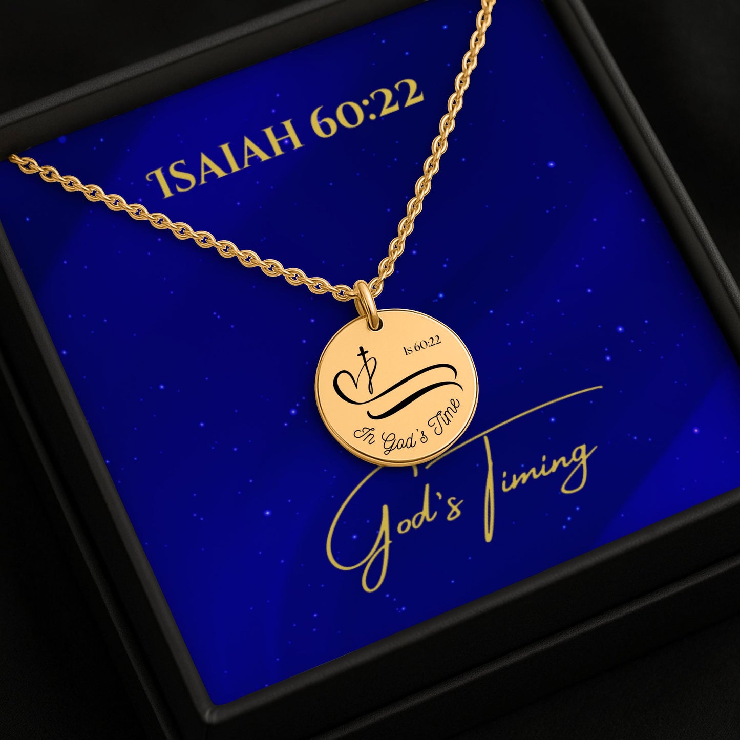 Gold-Plated Coin Christian Pendant, Isaiah 60 22 "In God's Time"Inspirational Bible Verse Jewelry for Women, Faith Gift, Religious Keepsake