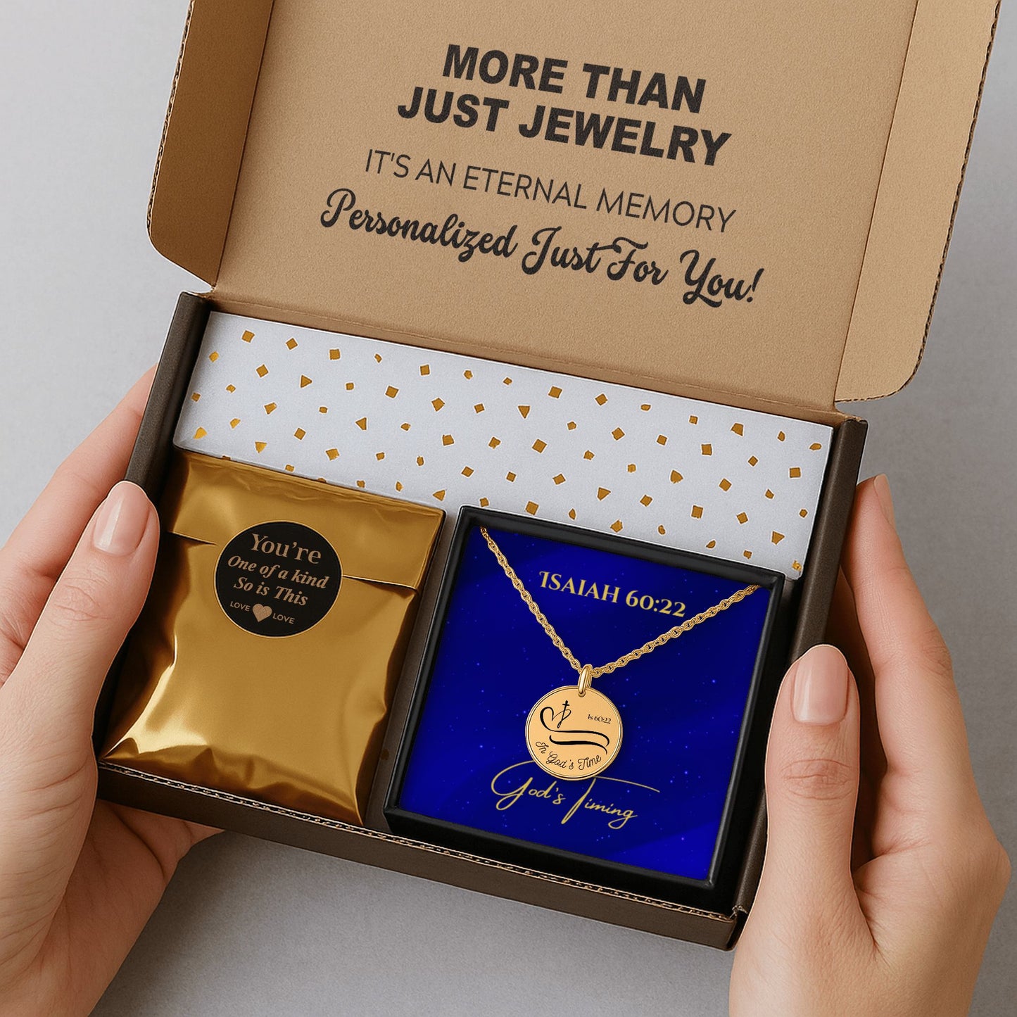 Gold-Plated Coin Christian Pendant, Isaiah 60 22 "In God's Time"Inspirational Bible Verse Jewelry for Women, Faith Gift, Religious Keepsake